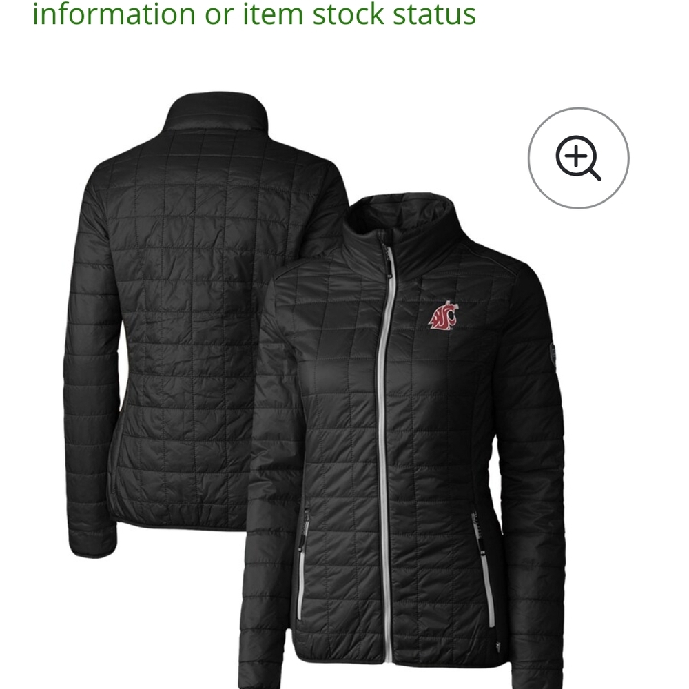 Women's Black Quilted Washington State Cutter & Buck Jacket